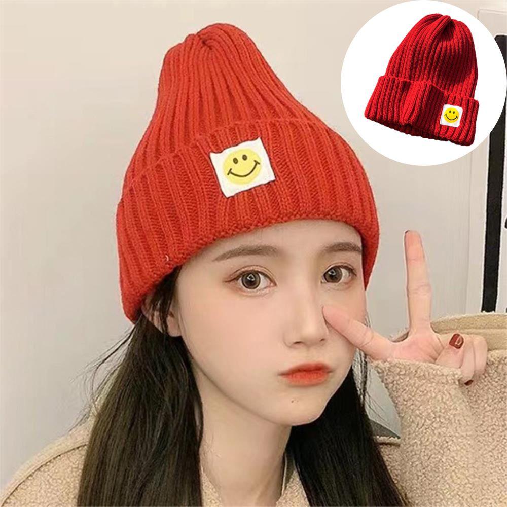 Mũ Len Họa Tiết Mặt Cười Thời Trang Mùa Thu Mới