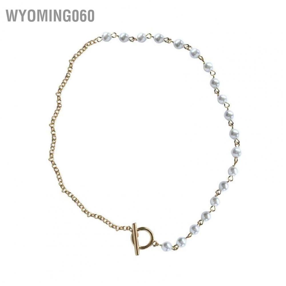 Vòng cổ xỏ hạt ngọc trai khóa kim loại phong cách đơn giản cho nữ