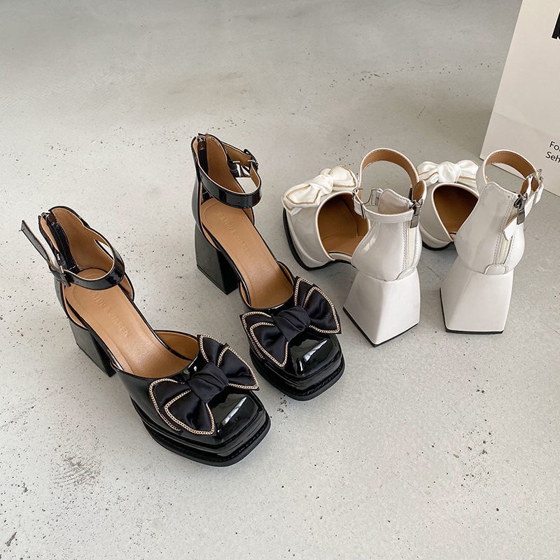 Giày Sandal Cao Gót Đính Nơ Xinh Xắn Thời Trang Xuân Hè Cho Nữ