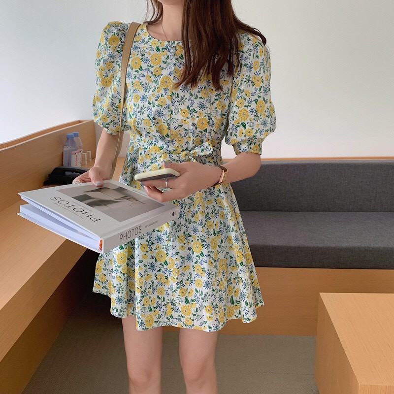 Đầm Babydoll vàng chanh Vintage - Váy đầm xinh