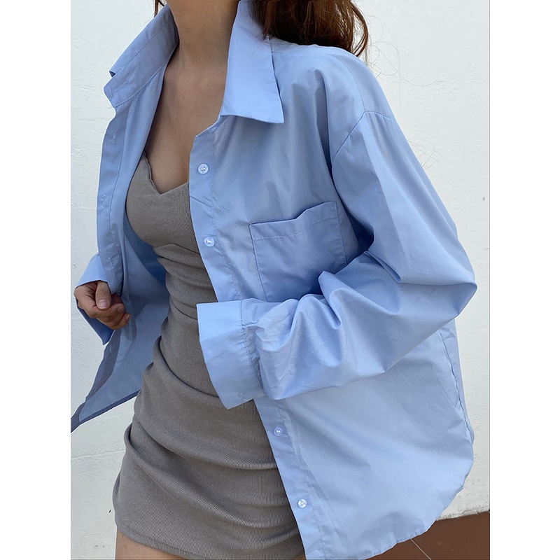 Áo sơ mi dáng rộng phong cách Hàn Quốc thời trang dành cho nữ