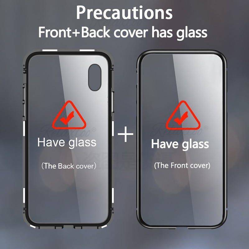 Ốp lưng kính cường lực hai lớp Magneto Magnetic Adsorption Metal double Glass Case For Oneplus 6T 7 Pro Back Cover