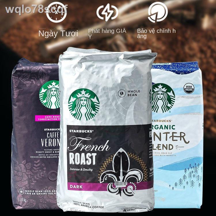 ◕ ⊙۞[Cà phê hạt Starbucks nhập khẩu từ Ý, cà đen Mỹ, không đường, tan ngay chất béo, mới xay, giải khát