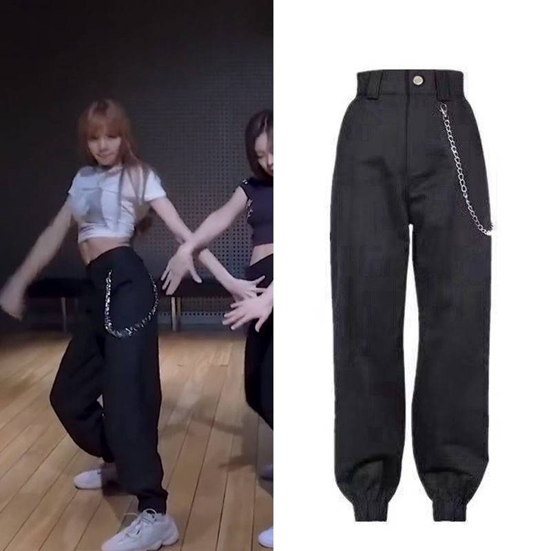 Blackpink Lisa trousers high waist Jazz style hip hop cool pants for women