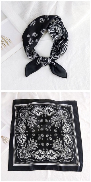 Khăn lụa bandana mini size 53x53cm phong cách unisex - Khăn turban