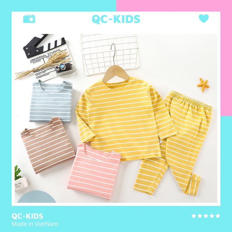 Bộ thu đông bé trai bé gái chất cotton mẫu kẻ cho bé 7-17kg