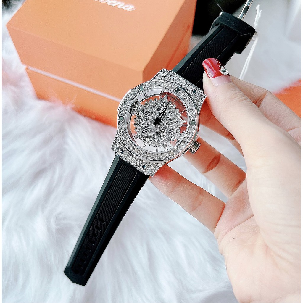 Set Đồng Hồ Nữ Davena 31669 Silver Dây Silicon Kèm Dây Da Chính Hãng 38mm