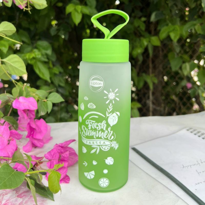 Bình thủy tinh 480ml có dây cầm,màu sắc tươi sáng- Hàng khuyến mãi lipton