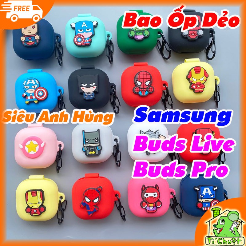 [Tặng Móc] Bao Ốp Galaxy Buds Pro/ Buds Live Silicon Logo Siêu Anh Hùng Marvel