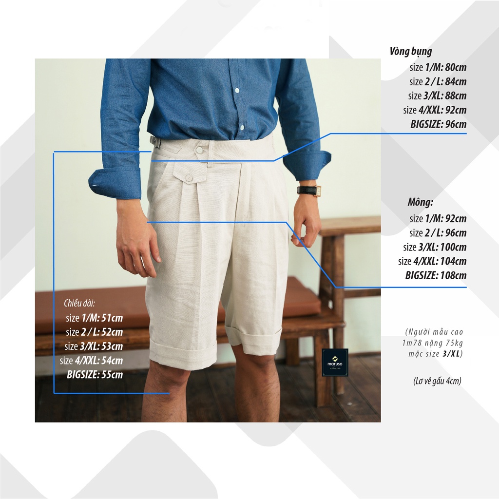 Quần short đũi nam chất ultra linen cạp sidetab co giãn mã LINEN01