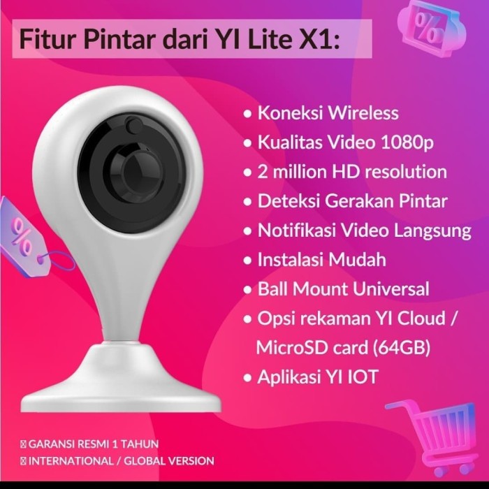 Camera Ip Wifi Xiaomi Cctv Yi Lite X1 1080p Full Hd