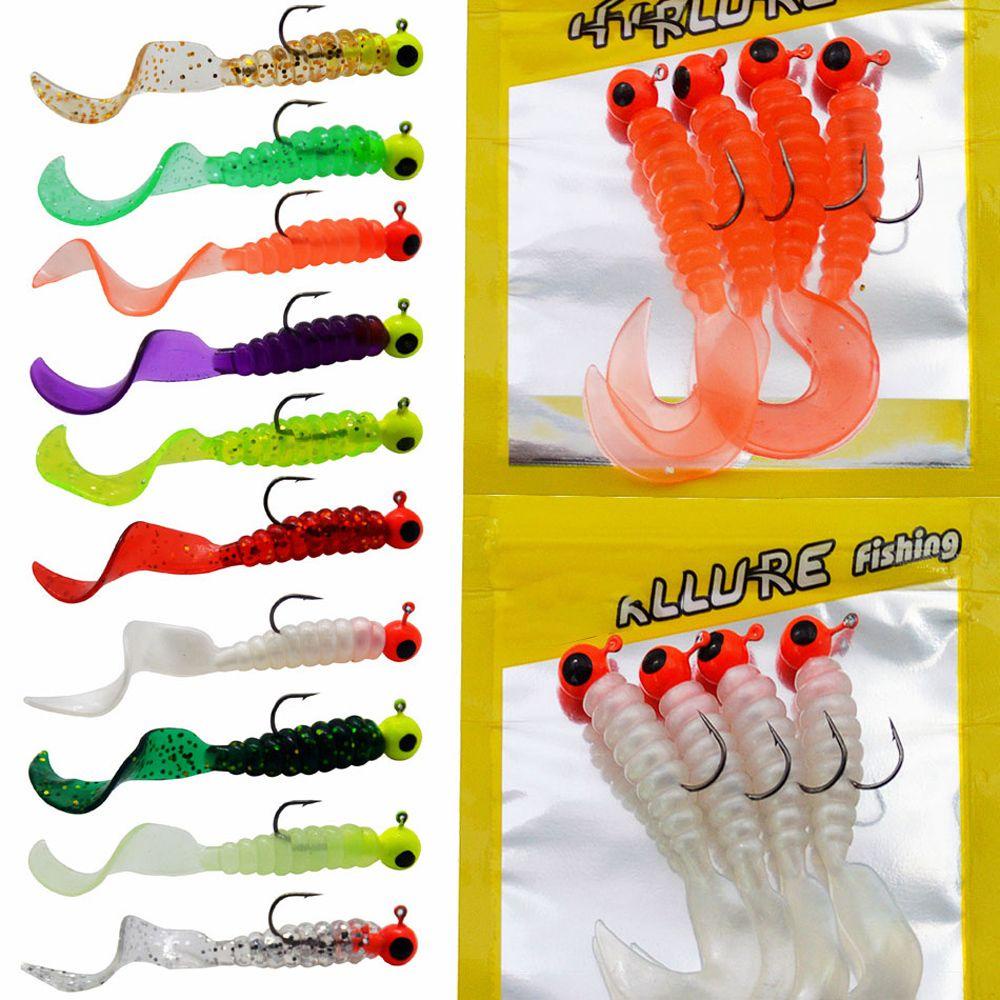 WATTLE Bộ 4 Mồi Câu Cá Hình Giun Mềm 3.5g Tiện Dụng