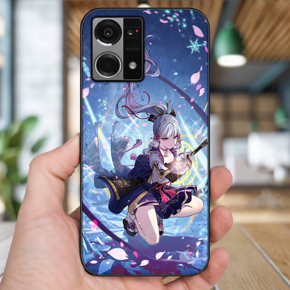 Ốp lưng Oppo Reno 7 4G viền đen in hình Ayaka Genshin Impact