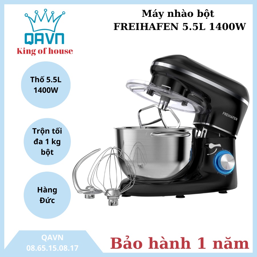 Máy nhào bột FREIHAFEN / KUCCU 6L 1500W - trộn được 1 kg bột khô -chạy êm ái