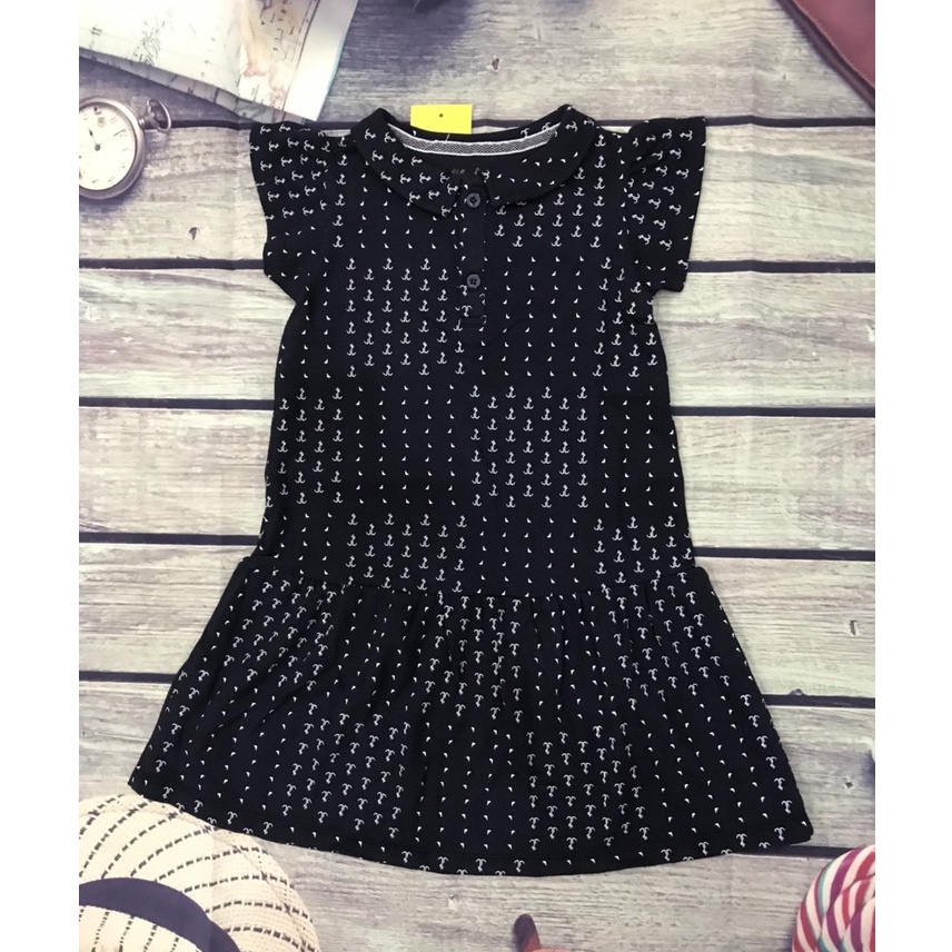 Váy đầm Polo xanh đen cho bé gái chất cotton thoáng mát có họa tiết neo nhỏ GD050710PXN