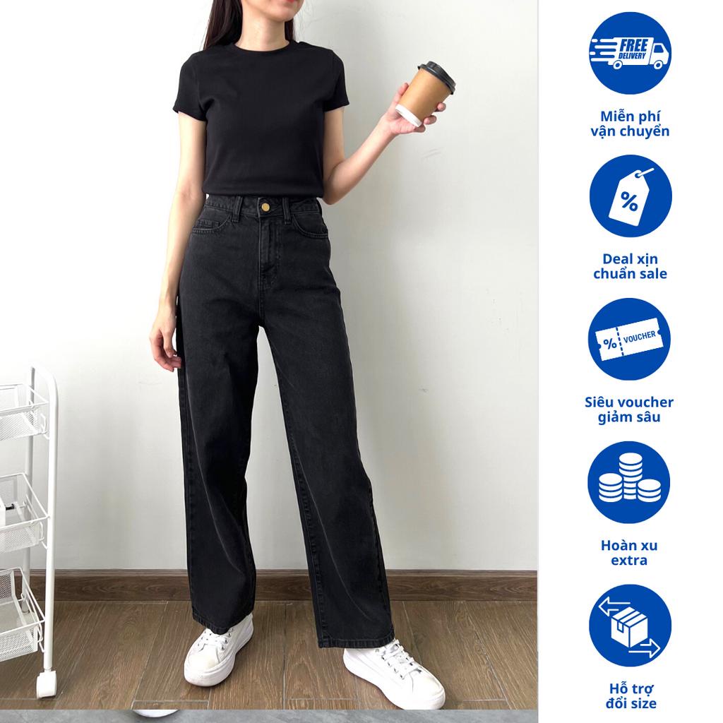 Quần Jeans Nữ Lưng Cao Phom Ống Suông Dáng Rộng Thoải Mái Các Màu RedeJeans VNXK L-02,L-02B,L-02E,L-03,L-07,L-03C