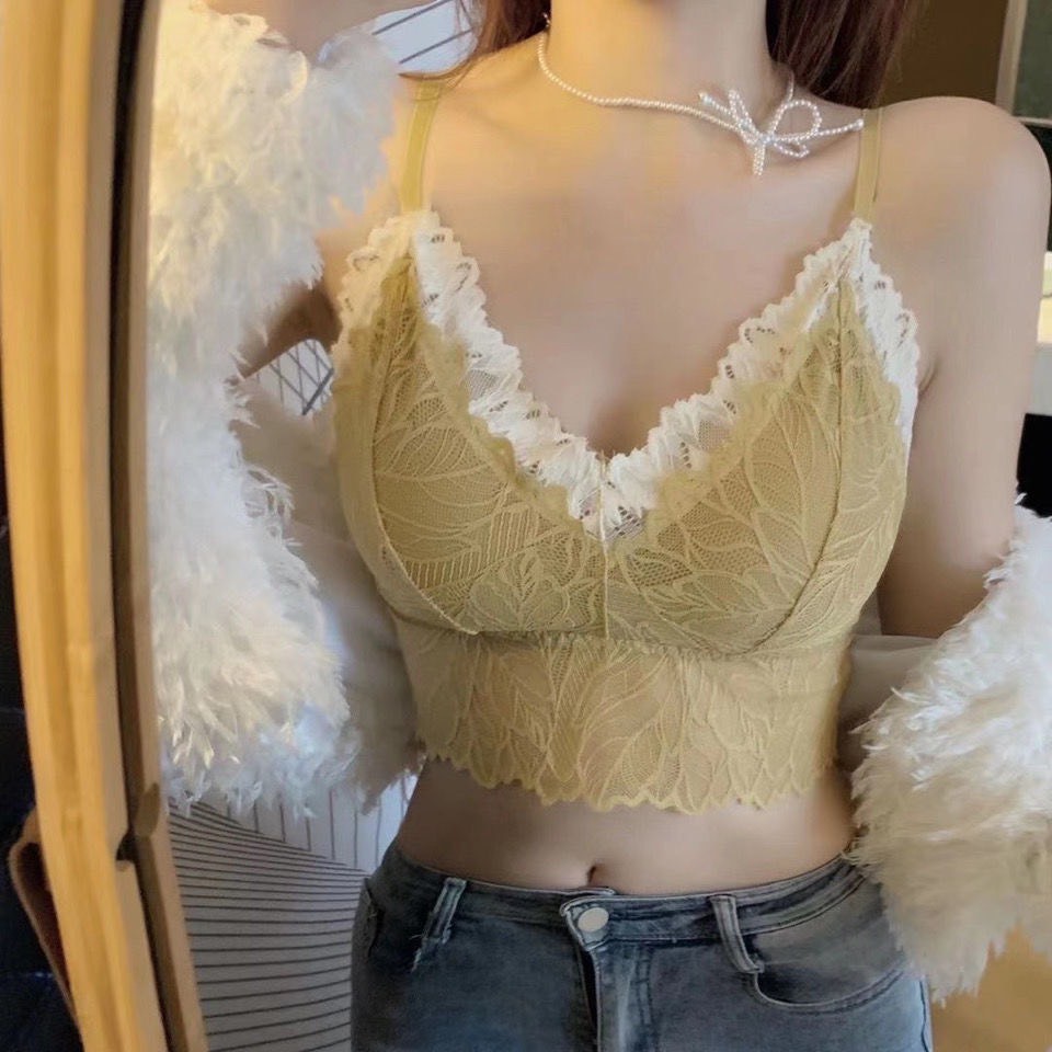 Áo lót nữ Bra 2058 ren sexy quyến rũ không gọng kèm đệm mút dáng crotop hàng xịn giá rẻ