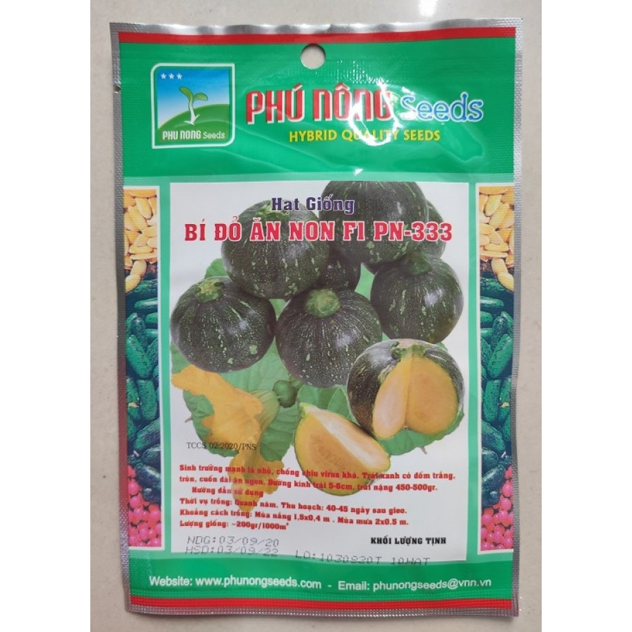 Hạt Giống BÍ ĐỎ ĂN NON Phú Nông 333 (Vườn Sài Gòn - Vuon Sai Gon) hạt chắc khỏe tỉ lệ nẩy mầm cao