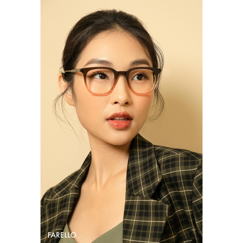 Gọng kính nam nữ cao cấp FARELLO Flower mắt vuông Acetate bền dẻo màu sắc thời trang