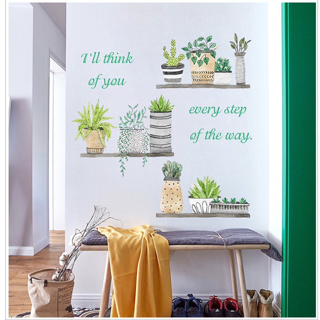 Decan dán tường, decan dán tường hình cây hoa trong chậu XC9005-SK6057