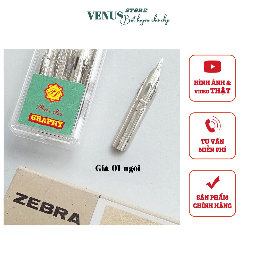 Ngòi Lá Tre Calligraphy Zebra G Ngòi Bạc,Ngòi Gold,Thay Thế Cho Bút Mài Graphy 037,040,041 plus,Và B
