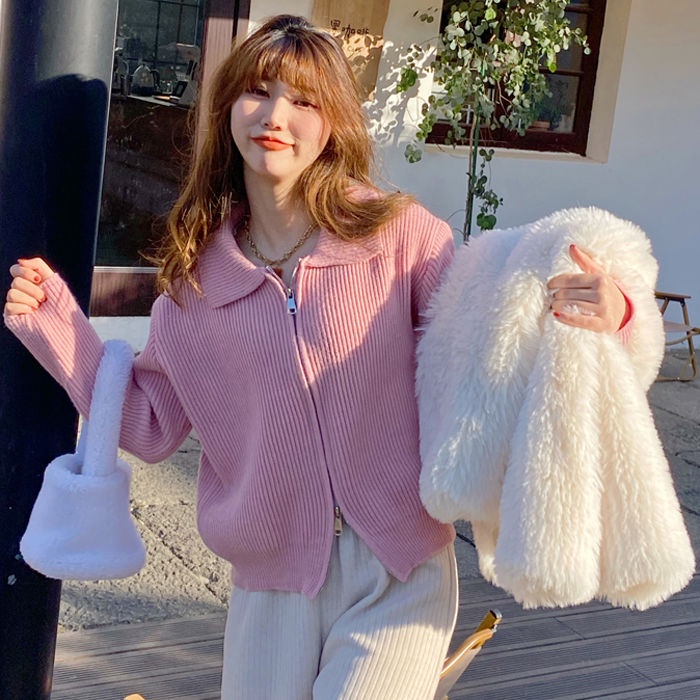 Áo Khoác Len Khóa Kéo Thời Trang Dành Cho Nữ