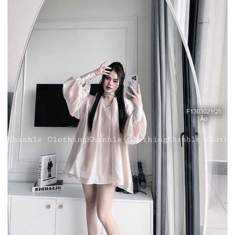 Áo voan tơ ánh 2 lớp khoét cổ a1303