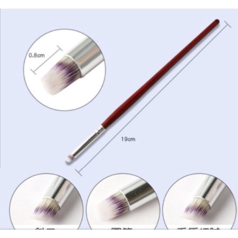 Cọ làm omber đầu tròn cán gỗ, nước làm sáng đá phụ kiện làm nail