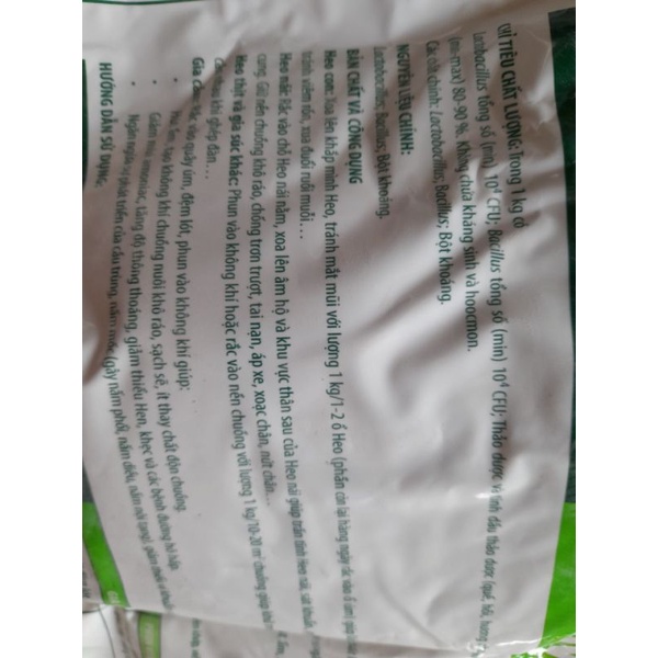 1kg men vi sinh khử mùi hôi phân gà đá chọi chim chó mèo vịt ngan ngỗng lợn trâu bò dê cừu thỏ lăn lợn con sơ sinh ấm