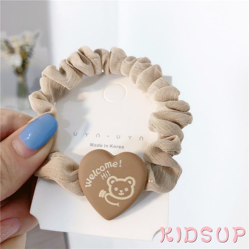 Dây buộc tóc hình trái tim hoạt hình phong cách Hàn Quốc dễ thương dành cho bé gái
