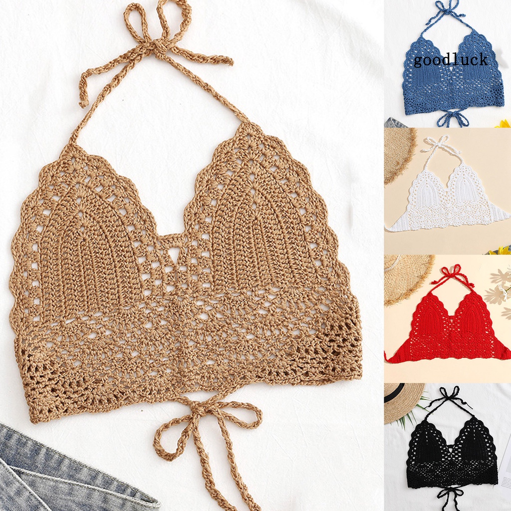 Áo Ngực Đan Len Màu Trơn Thời Trang Đi Biển Mùa Hè Cho Nữ