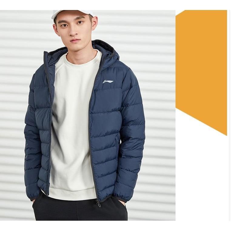 Mẫu áo phao lông vũ nam Lining màu xanh than