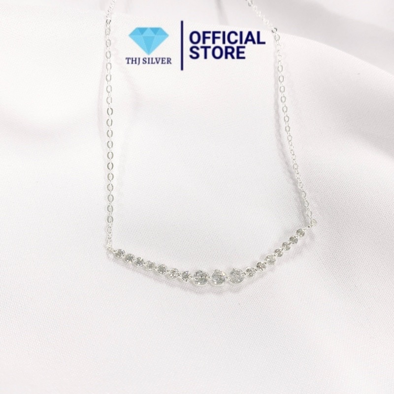 Dây chuyền nữ nụ cười đính đá chuẩn bạc ta sáng đẹp-THJ SILVER
