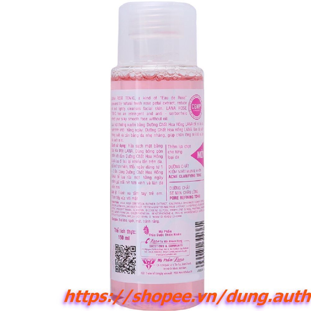 Nước Hoa Hồng 150ml Lana Giúp Cân Bằng Độ Ẩm, Làm Trắng Và Săn Chắc Da Chính Hãng.