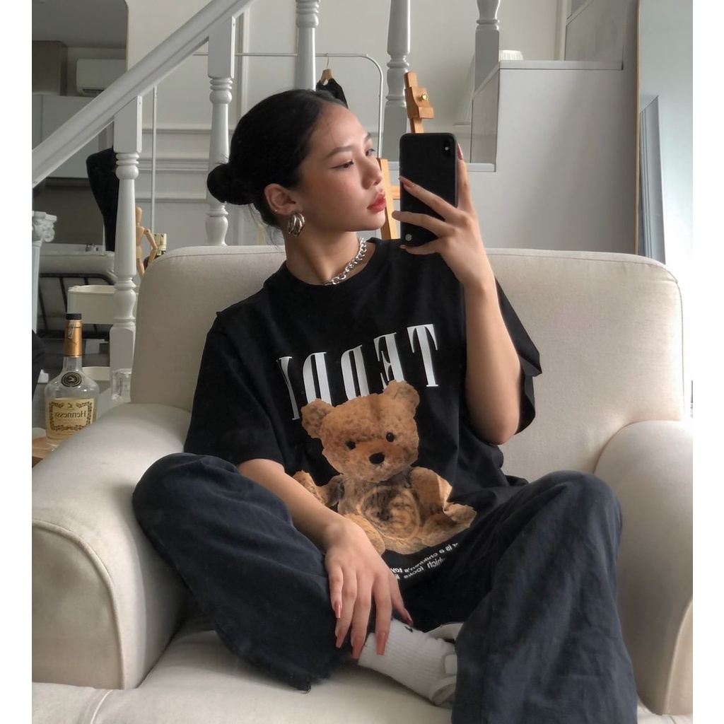 Áo thun nữ BLACKDOKI-TEDDY , áo phông basic form rộng tay lỡ cá tính chất cotton dày dặn unisex | BigBuy360 - bigbuy360.vn