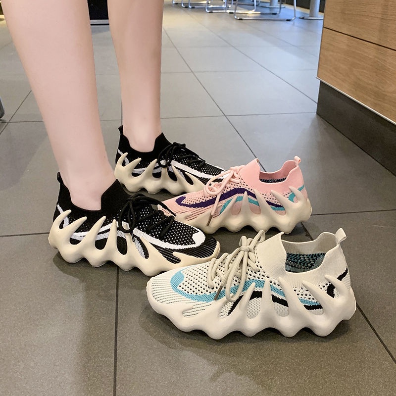 Giày Thể Thao Vải Dệt Kim Đế Mềm Thoáng Khí Phong Cách Mùa Xuân 2022