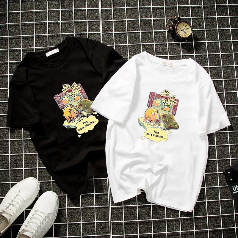 Áo thun form rộng unisex cô gái ngủ nướng  vải dày mịn 2020T2533