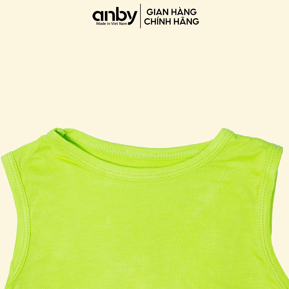 Quần áo trẻ em ANBY kiểu sát nách cho bé từ 1 đến 6 tuổi thun lạnh màu trơn mùa hè