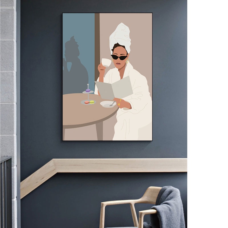 Tranh Vải Bạt Treo Tường In Hình Cô Gái Quyến Rũ Thời Trang Phong Cách Bắc Âu Trang Trí Nhà Cửa