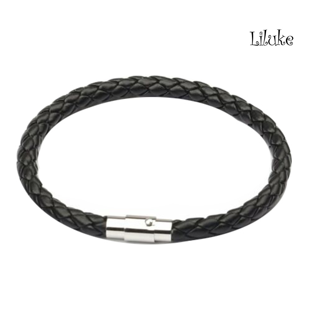 Vòng Tay Dây Bện Giả Da Màu Trơn Trang Trí Khóa Nam Châm Thời Trang Cho Nữ