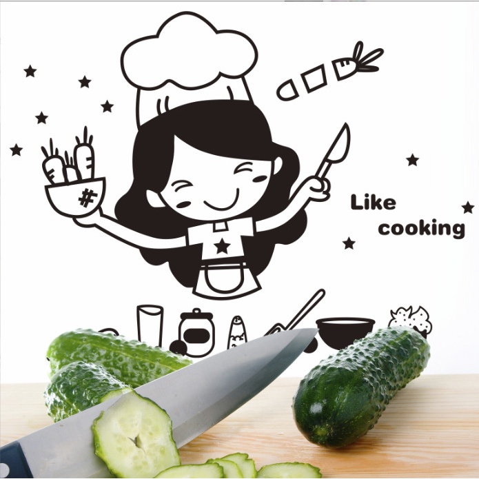 Decal trang trí tường - Cô gái bếp trưởng