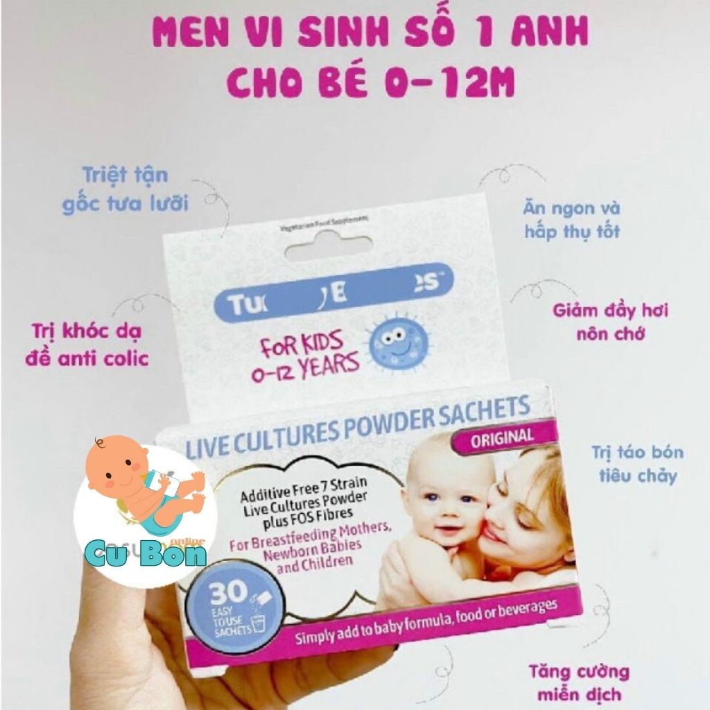 MEN VI SINH TUMMY BUDDIES CHO BÉ TỪ SƠ SINH CỦA ANH 30 gói