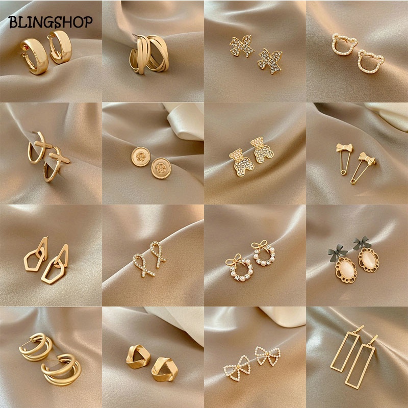 Khuyên Kẹp Vành Tai Đính Kim Cương Giả Sang Trọng Thời Trang