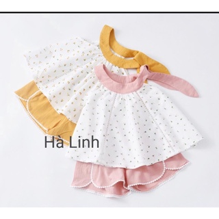 Bộ áo yếm đũi cho bé gái siêu mát x77