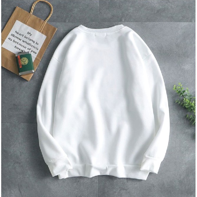 Áo nỉ in chữ unisex dài tay nam nữ cao cấp, áo phông nỉ bông sweater  màu trắng, đen