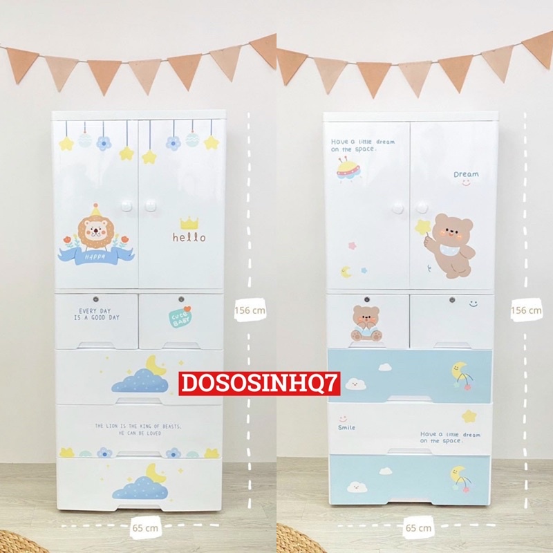 Tủ nhựa 5 tầng Teddy / Lion - Tủ quần áo đựng đồ cho bé