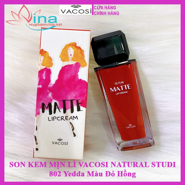 SON KEM MỊN LÌ VACOSI NATURAL STUDIO MATTE LIP CREAM 802: Yedda