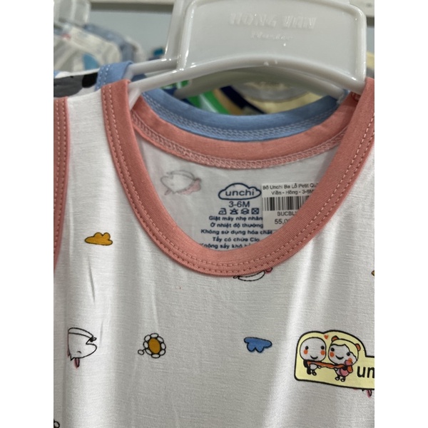 Bộ Ba Lỗ Unchi Petit quần viền và hoạ tiết cho Bé 6-15kg