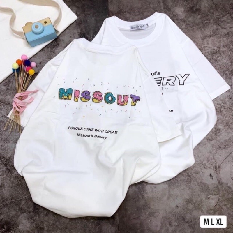 Áo thun hàng xả kho mẫu Missout HiệuUnisex form thụng nam nữFormn37-65kgÁo phông hè Trend