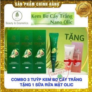 Combo 3 Hộp Kem Bơ cấy trắng Nano Olic kèm tặng - hàng chính hãng